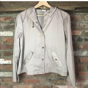 Chicos Zenergy Jacket Zip Up Hooded Light Tan Gold